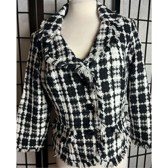 Ashro Black/White Houndstooth Button Up Jacket - Picture 1 of 7
